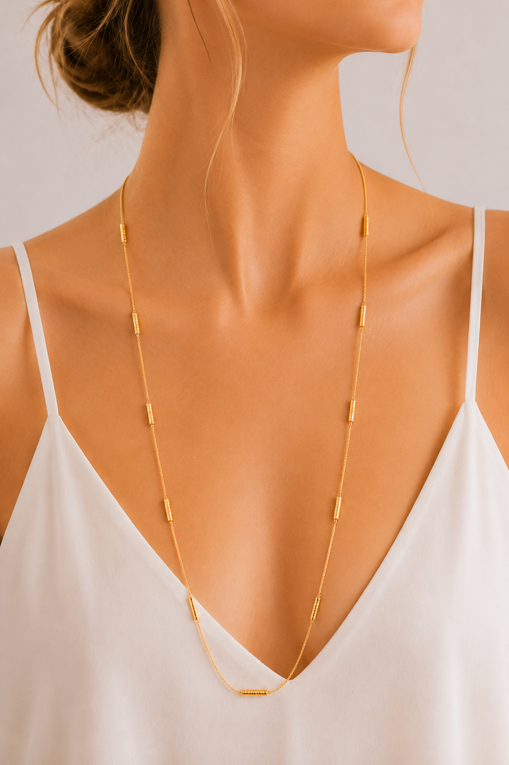 Colar Longo Canutilho Fosco Ouro 18k