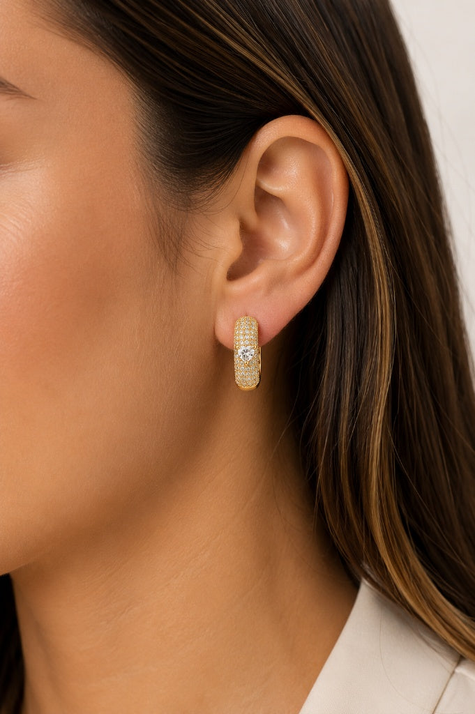 Brinco Argola Majesté Cravejada G Cristal Ouro 18k