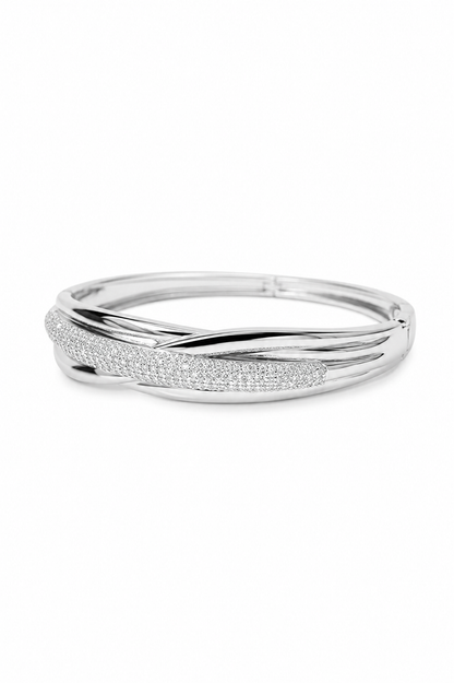 Bracelete Nuance Torcido com Zircônia Ródio Branco