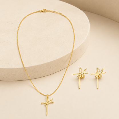 Conjunto Fé Delicado Vazado Ouro 18k