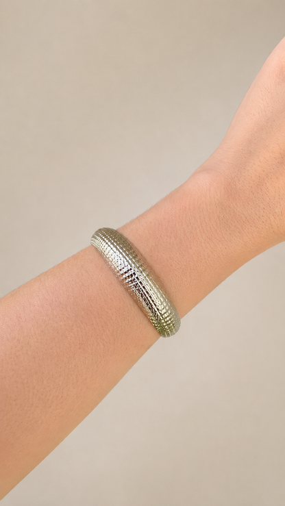 Bracelete Texturizado Ródio Branco