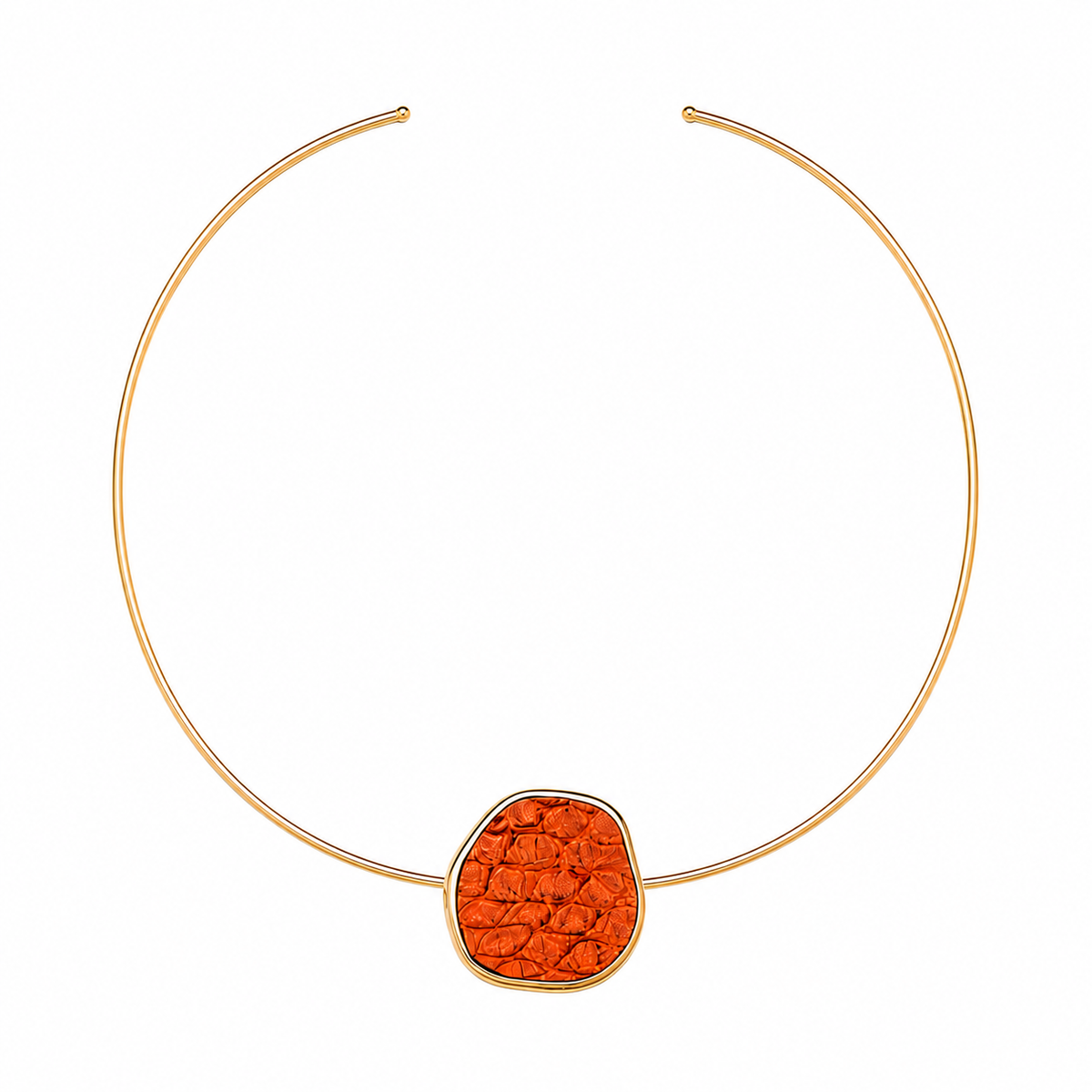 Aro Orgânico Couro de Tilápia Coral Ouro 18k