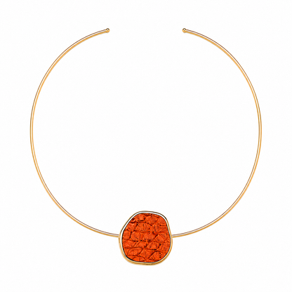 Aro Orgânico Couro de Tilápia Coral Ouro 18k