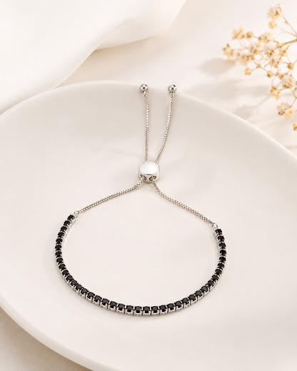 Pulseira Riviera Black Ajustável Prata 925