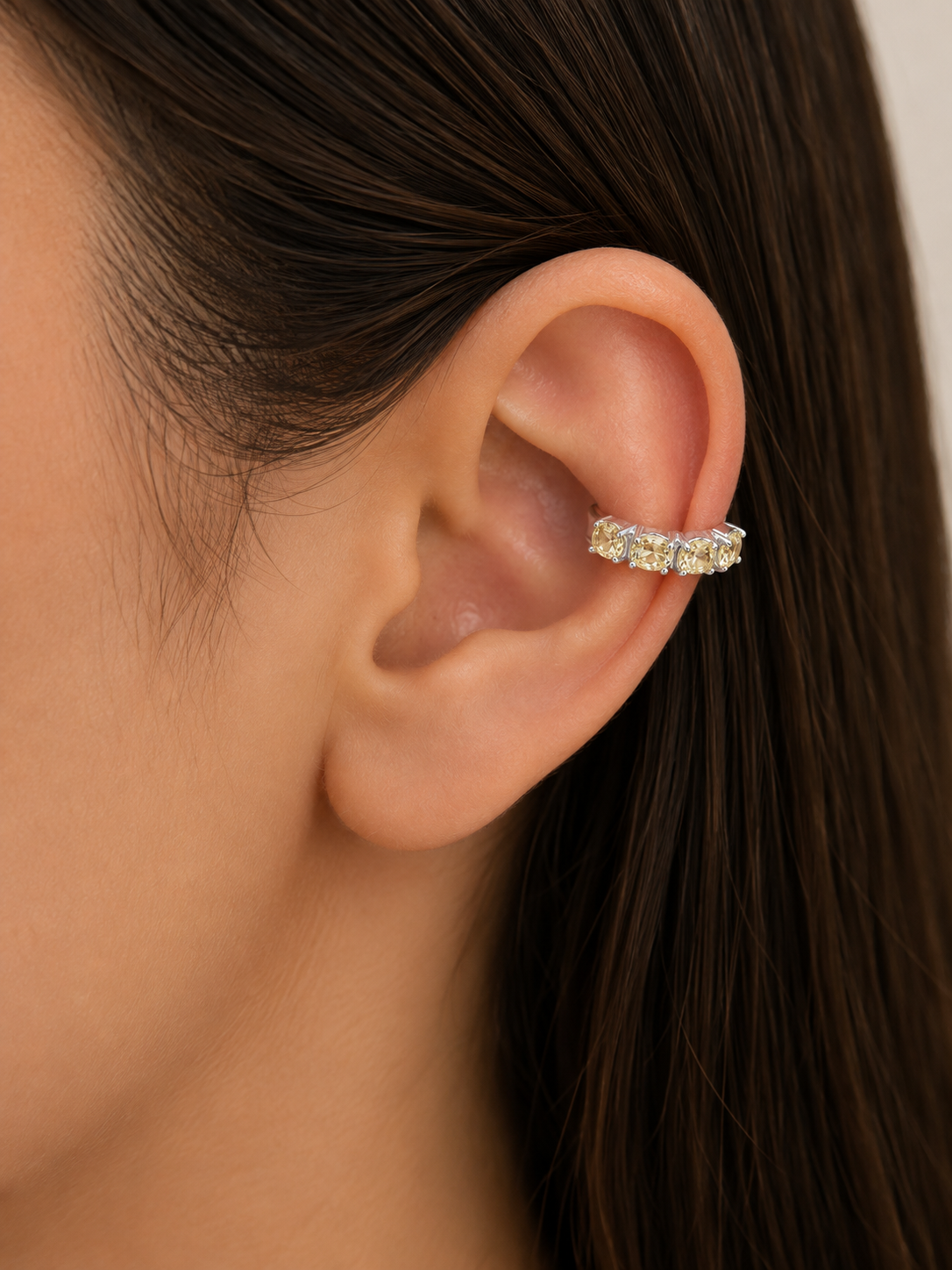 Piercing Fake em Zircônia Citrino Ródio Branco