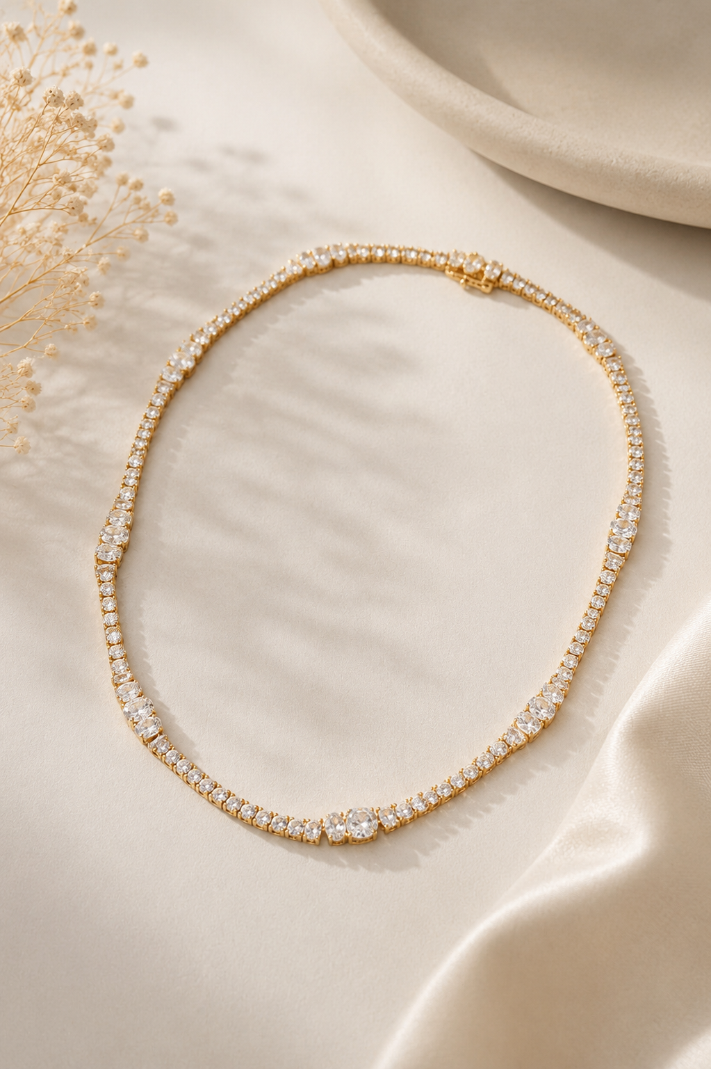 Colar Riviera Royale Cristal Ouro 18k