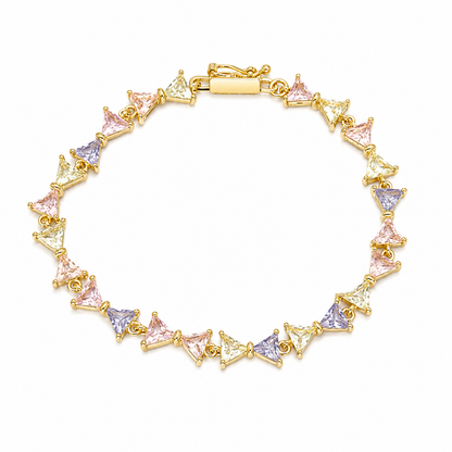 Pulseira Laço em Zircônias Colors Pastel Ouro 18k