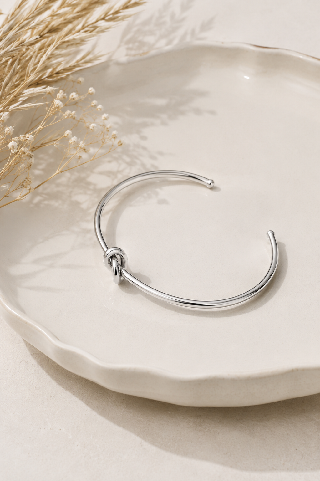 Bracelete Nó Inspiração Ródio Branco