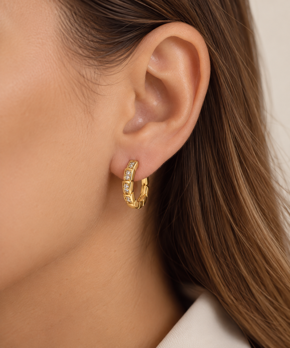 Brinco Argola Lumier Micro Zircônia Ouro 18k