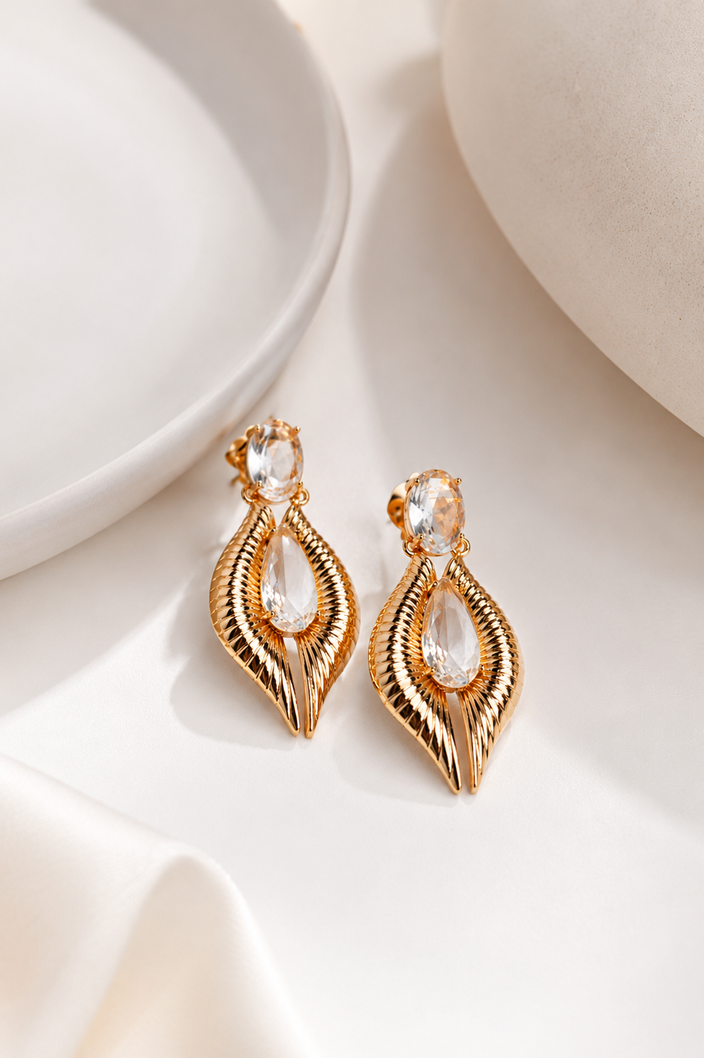 Brinco Aura Imperial Cristal Ouro 18k