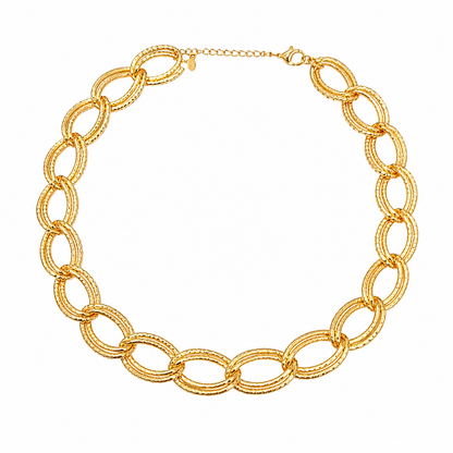 Choker Elo Duplo Trabalhado Ouro 18k