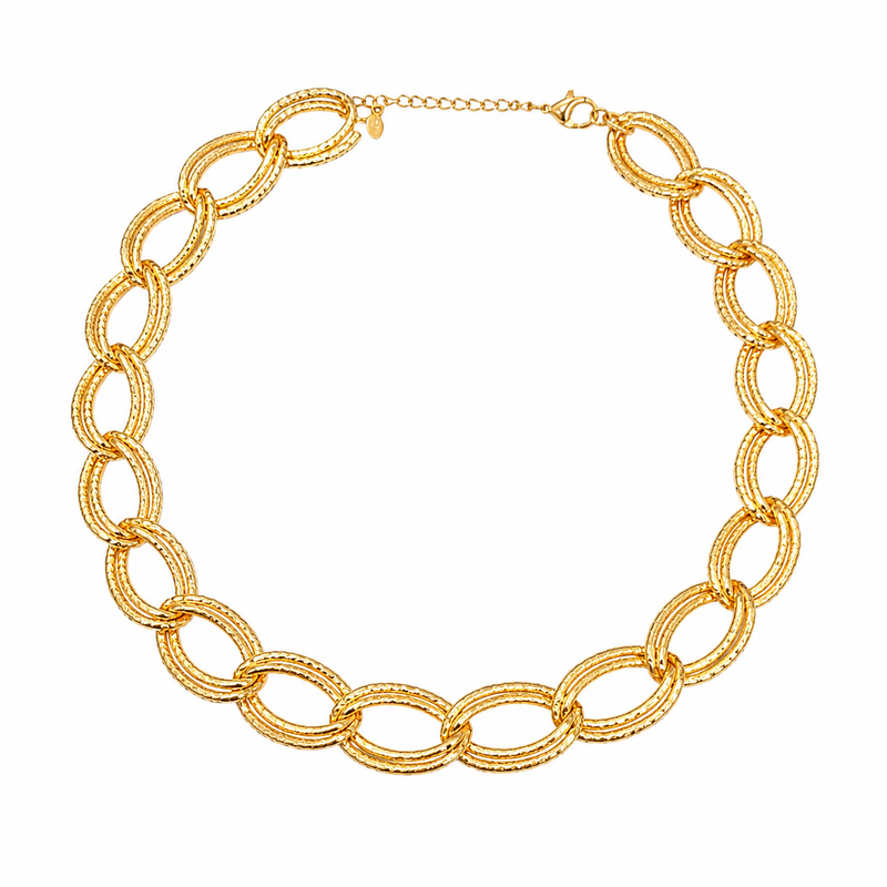 Choker Elo Duplo Trabalhado Ouro 18k