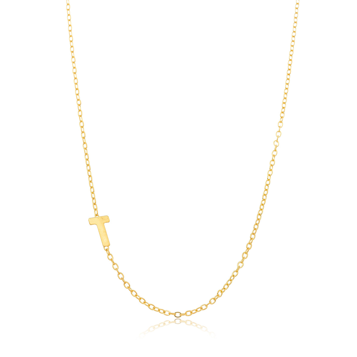 Colar Letra T Personalizado Folheado em Ouro 18K