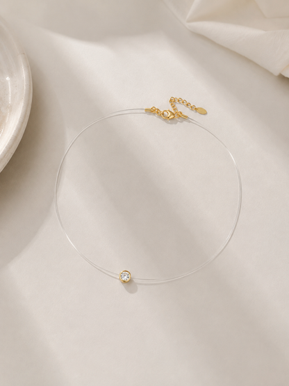 Choker Ponto de Luz Cravação Inglesa Nylon Ouro 18k