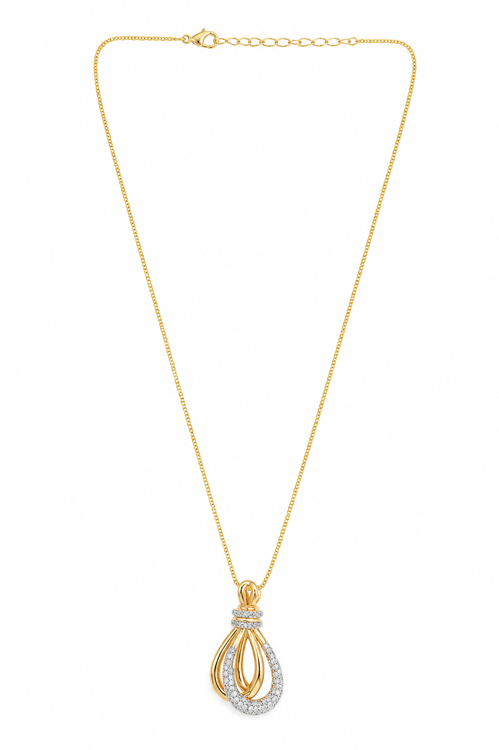 Colar Nuance Gota Dupla Cravejada Ouro 18k