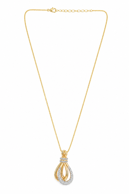 Colar Nuance Gota Dupla Cravejada Ouro 18k