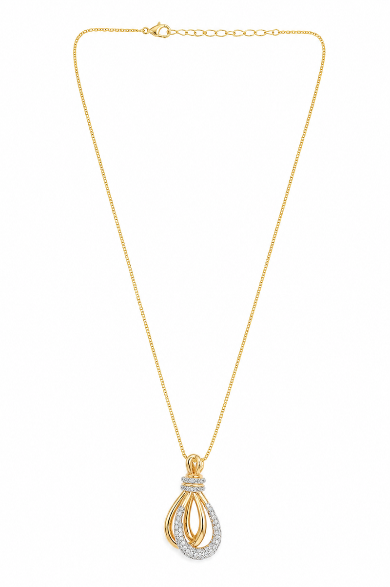Colar Nuance Gota Dupla Cravejada Ouro 18k
