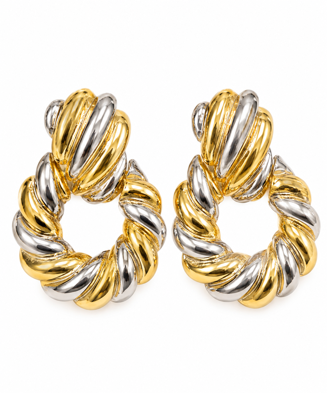 Brinco Duo Glow Ouro 18k com Ródio Branco
