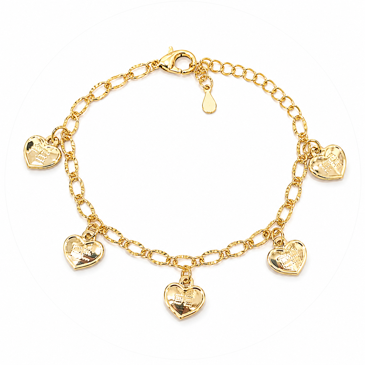 Pulseira Elo Diamantado Coração Fé Ouro 18k