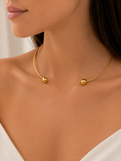 Choker Aro Duas Esferras Ouro 18k
