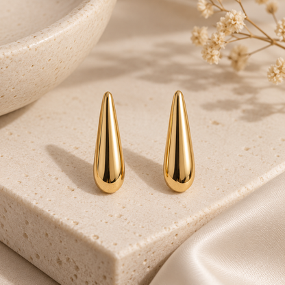Brinco Gota Alongada Lisa Ouro 18k