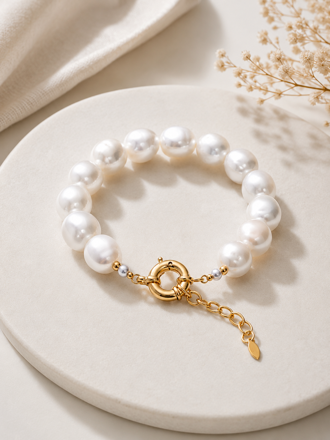 Pulseira de Pérola Shell Ouro 18k