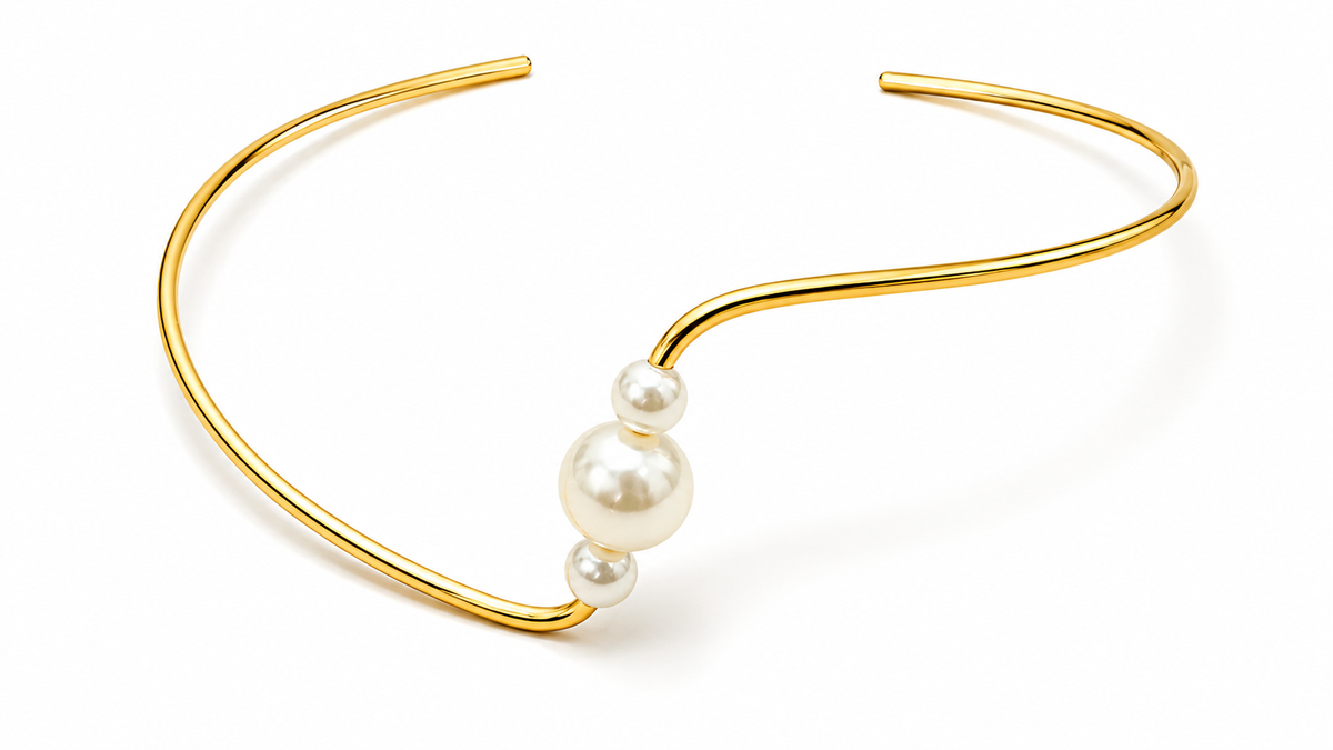 Choker Aro 3 Pérolas Ouro 18k