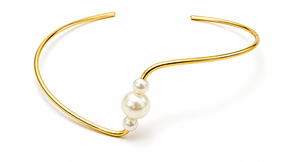 Choker Aro 3 Pérolas Ouro 18k