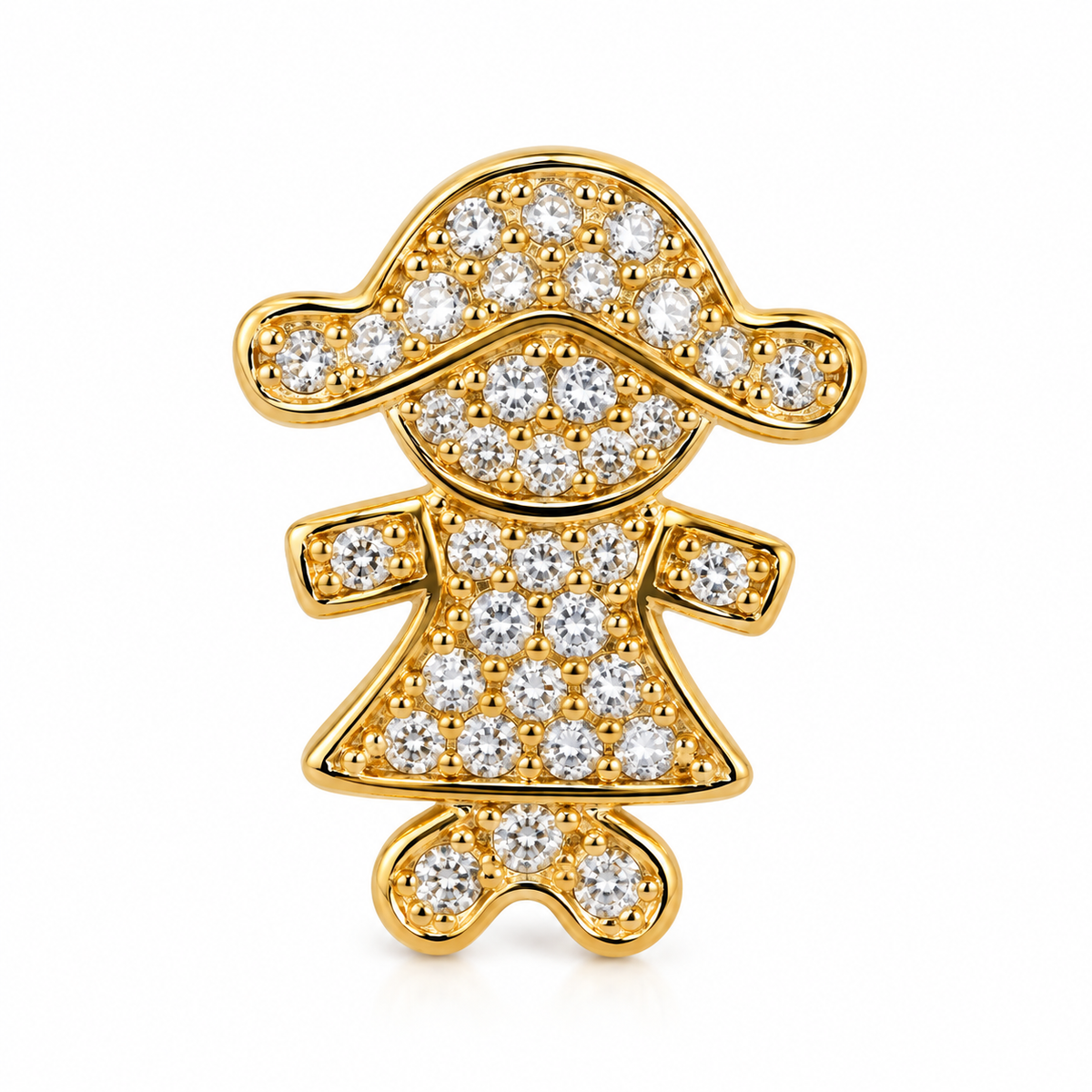 Pingente Menina Cravejada Ouro 18k