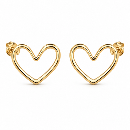 Brinco Coração Vazado Liso Ouro 18k