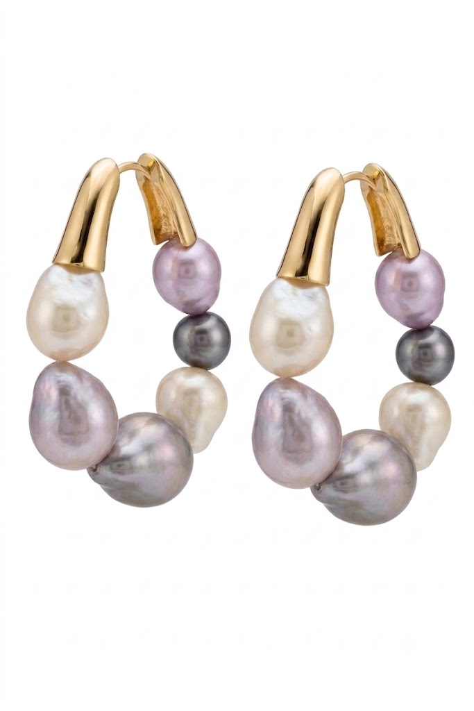 Brinco Argola Pérola Shell Ouro 18k