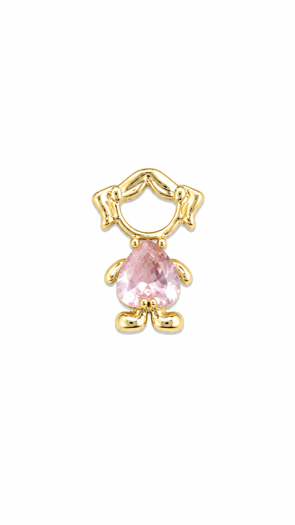 Pingente Filha Barriguinha Quartzo Rosa Ouro 18k