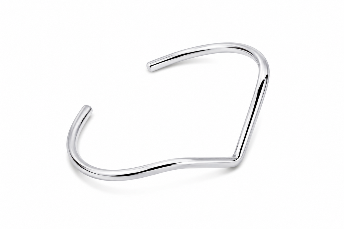 Bracelete Bico “V”Ródio Branco