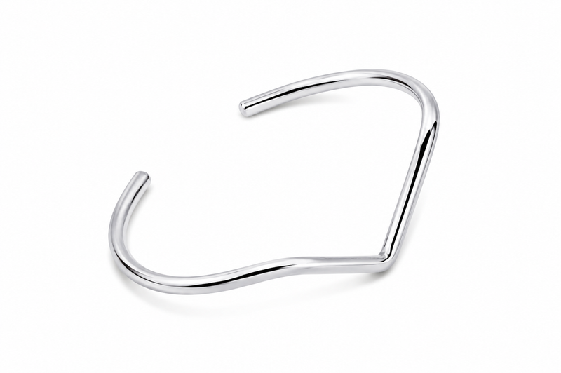 Bracelete Bico “V”Ródio Branco