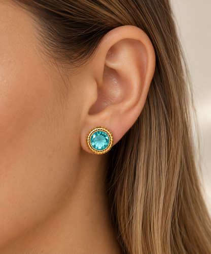 Scarlat SKU 15282 foto 3 | Brinco Essence Redondo Zircônia Ouro 18k