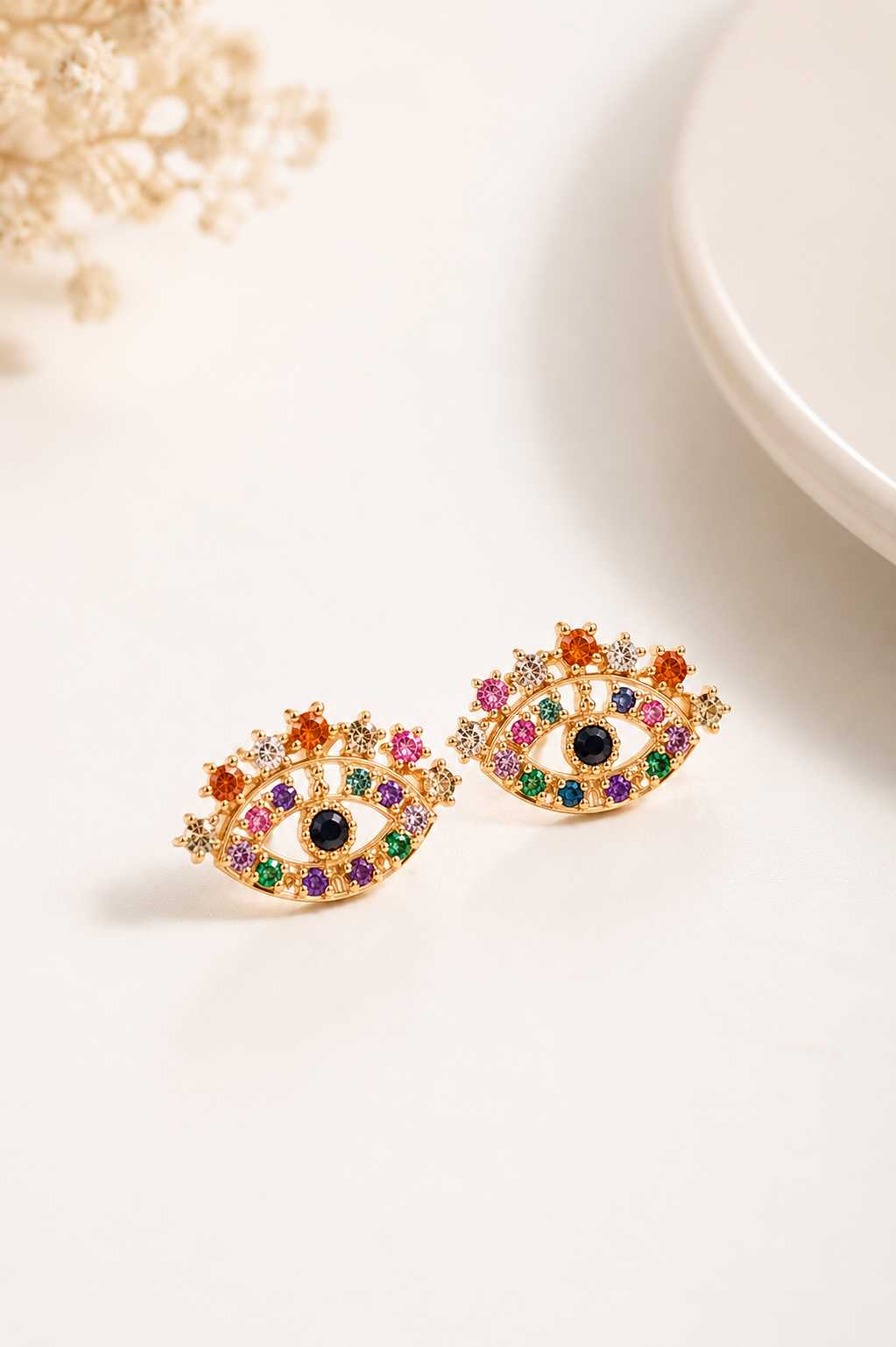 Brinco Olho Grego Colors Ouro 18k