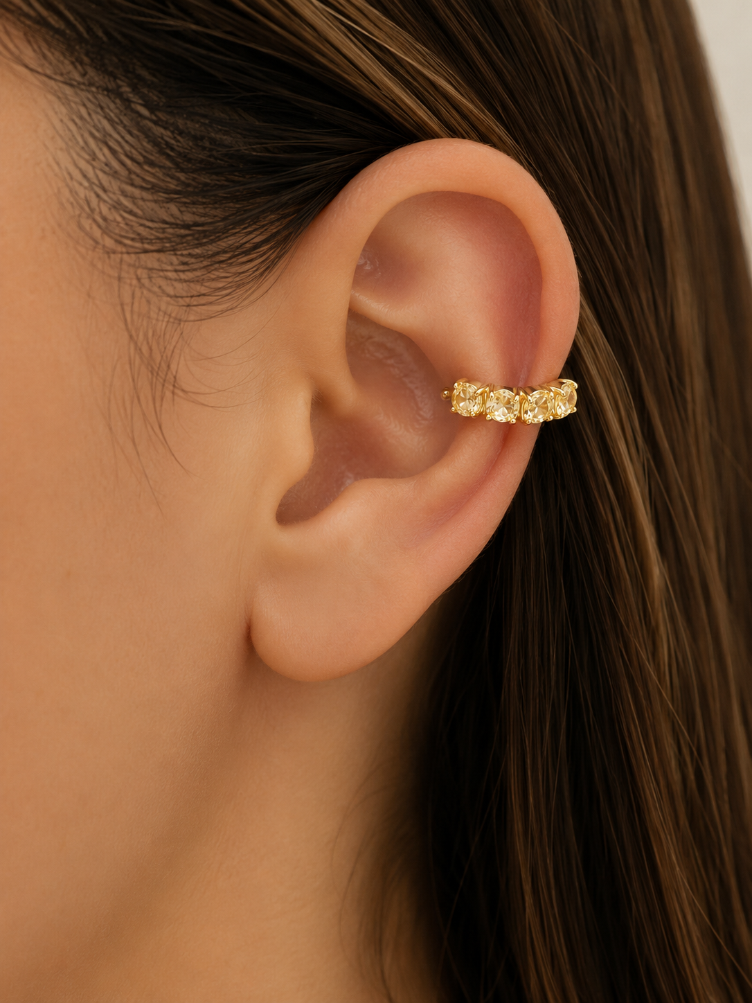 Piercing Fake em Zircônia Citrino Ouro 18k