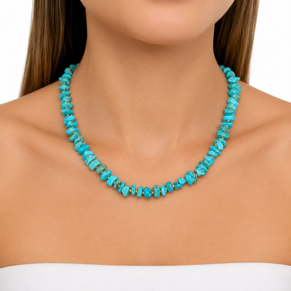 Choker Cascalho Natural Amazonita Ouro 18k