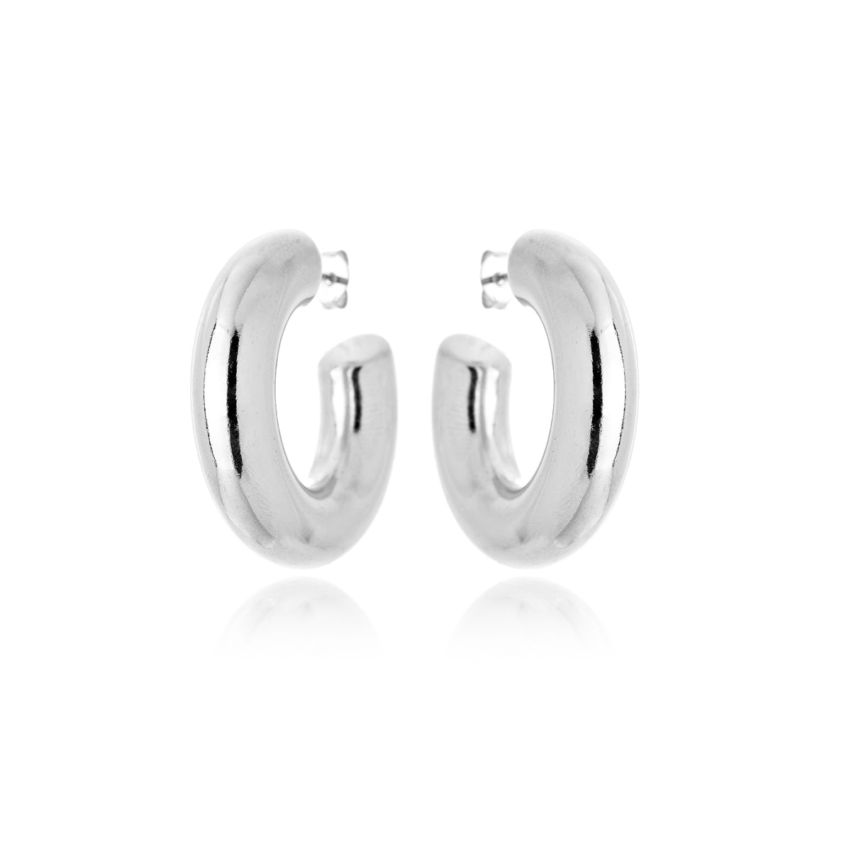 Brinco Argola Bold Folheado em Ródio Branco