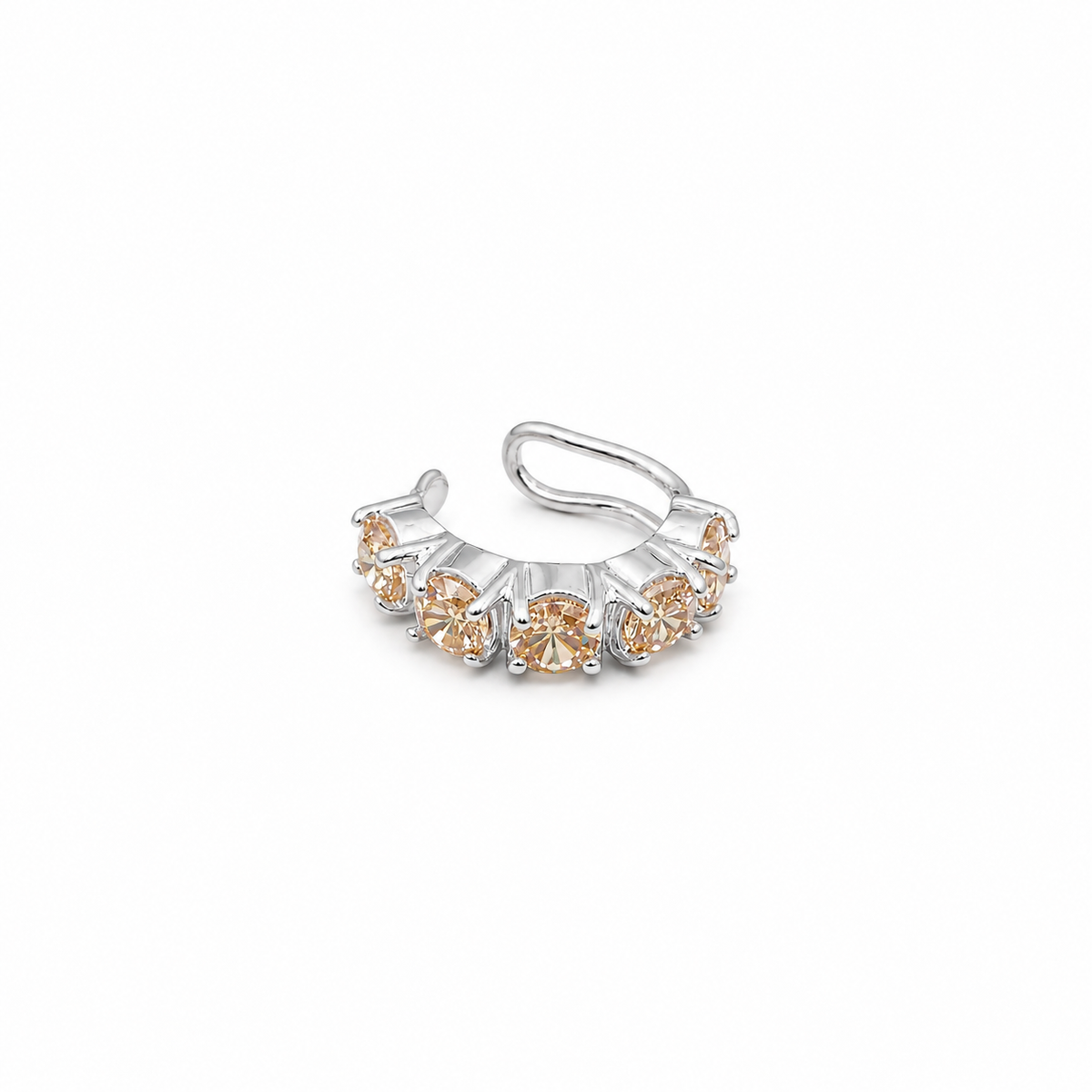 Piercing Fake em Zircônia Champagne Ródio Branco