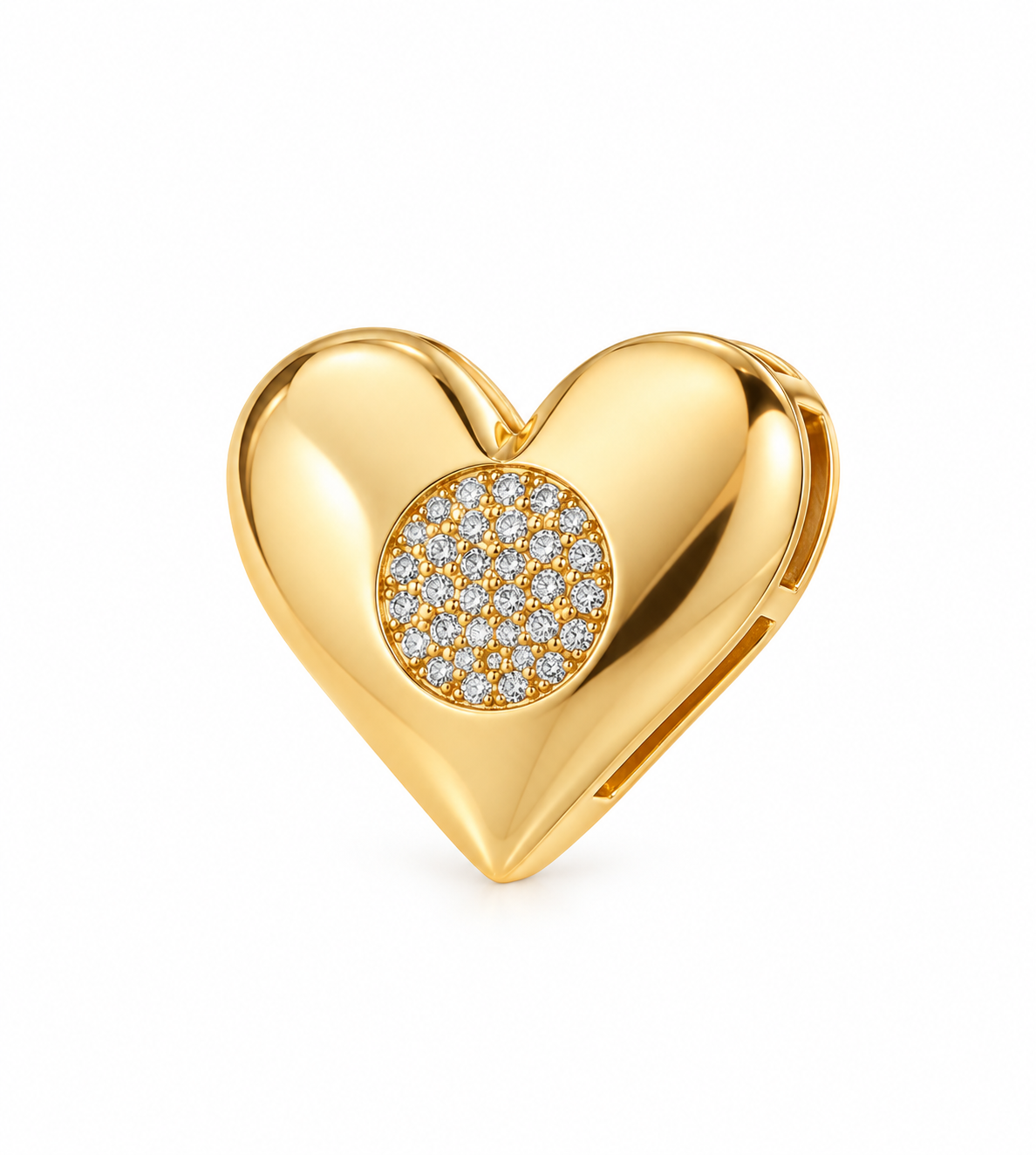 Pingente Coração Chapa Cravejada Ouro 18k