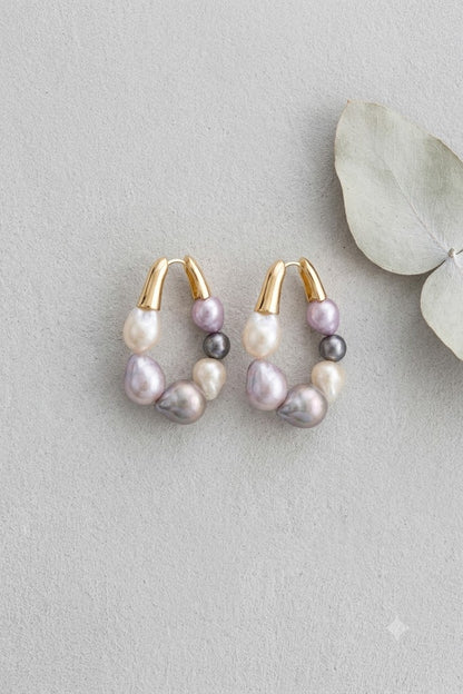 Brinco Argola Pérola Shell Ouro 18k