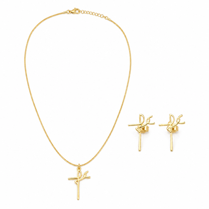 Conjunto Fé Delicado Vazado Ouro 18k