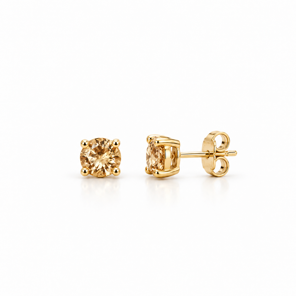 Brinco Ponto de Luz Champagne 5mm Ouro 18k