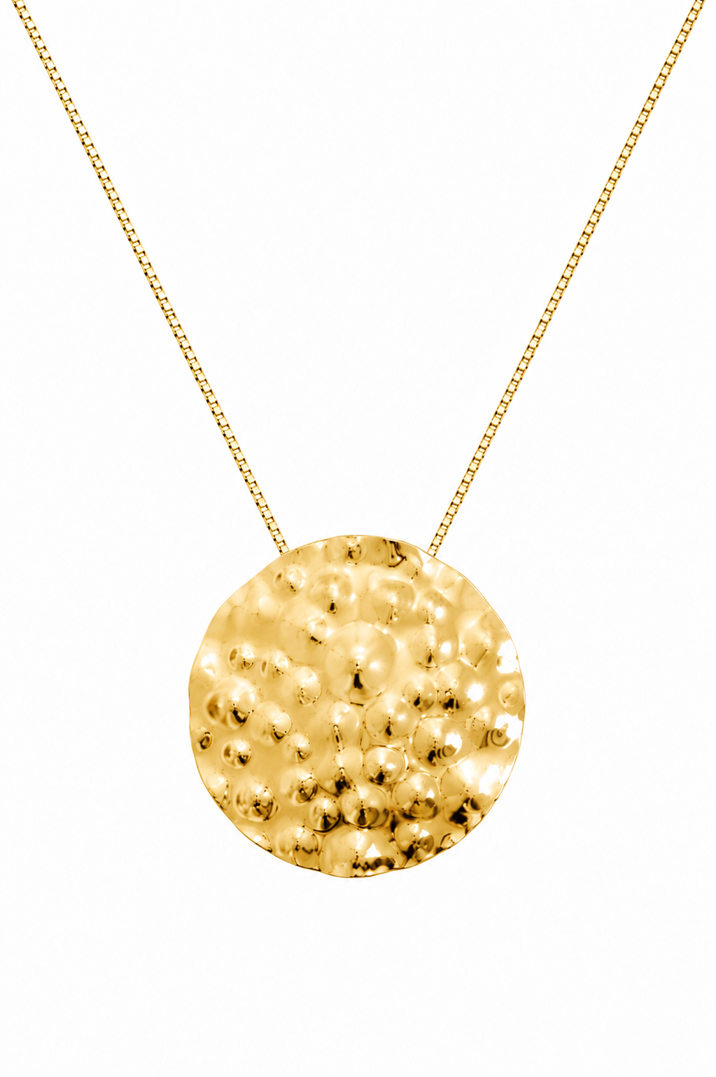 Colar Medalha Martelada Ouro 18k
