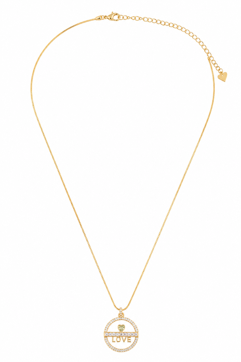 Colar Love Cravejado Ouro 18k