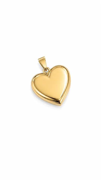 Pingente Relicário Coração Liso Médio Ouro 18k