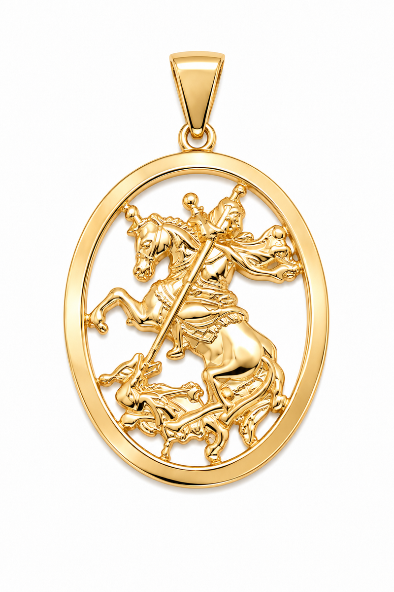 PIngente Medalha de São Jorge Ouro 18k