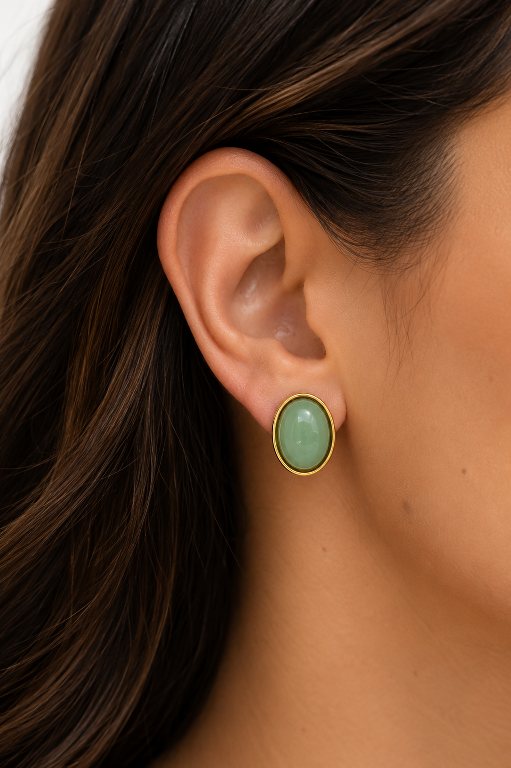 Brinco Jade Ouro 18k