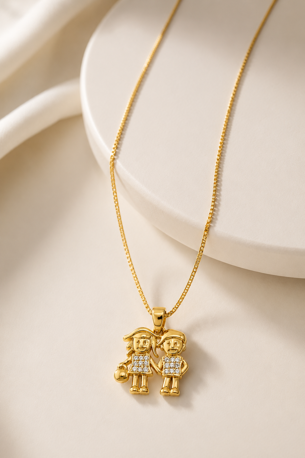 Colar Casal Cravejado Cristal Ouro 18k